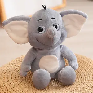 Assis mignon éléphant gris bébé peluches poupées endormies jouets apaisants en peluche éléphant animaux en peluche pour les enfants