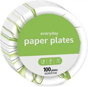 बायोडिग्रेडेबल व्हाइट पेपर प्लेट्स पार्टी मांस पेपर पेट प्लेट की पैकिंग के लिए डिस्पोजेबल प्लेट्स की आपूर्ति करती है