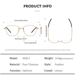 5530-1Pure إطار نظارات تيتانيوم للرجال والنساء جديد طيار بصري قصر النظر نظارات طبية إطار كوري بالكامل بدون مفك البراغي - Product Image 6