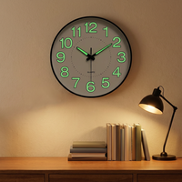 Jam Dinding Bercahaya Bertenaga Baterai dengan Penunjuk + Tampilan Angka untuk Kamar Tidur Ruang Tamu Jam Quartz Sederhana yang Dipasang di Dinding 30CM