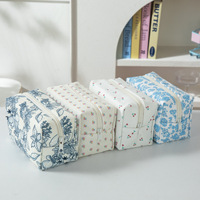 Sac de maquillage en velours côtelé à imprimé floral personnalisé WAALUU, trousse de toilette de voyage, sac de rangement pour accessoires de filles, sac cosmétique pour un usage quotidien