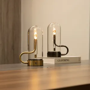 XQT Rechargeable Touch Nordic Light Luxury Wine Table Ambient Light Industrial Style Candle Table Lamp Flame Water Drop