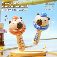 Microphone Karaoké Sans Fil Portable pour Enfants avec Haut-Parleur, Jouet Chantant Cochon d'Inde de Dessin Animé, Cadeau