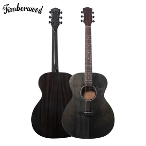 40 pulgadas OM guitarra brillante sólido abeto guitarra sapele sólido color negro guitarra acústica para la venta al por mayor