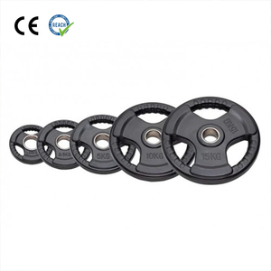 Juego de Discos de Pesas VIGFIT, Discos de Goma de 25 kg (45 lb), <span class=keywords><strong>con</strong></span> Agarre de Tres Orificios, Recubiertos de PEV Negro para Levantamiento de Pesas - Product Image 1