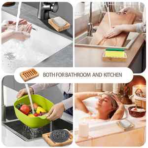 Ensembles de salle de bain en bambou naturel écologique Porte-savon en bambou rectangulaire personnalisé Porte-savon en bambou - Product Image 6