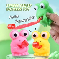 Vente Chaude Jouet Extensible et Moelleux, Cadeaux de Fête, Mignon Grenouille à Grands Yeux et Dinosaure à la Langue Extensible, Jouet Anti-Stress à Presser