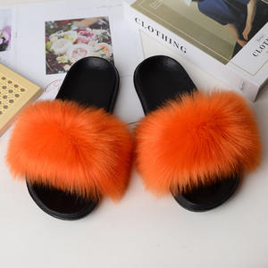 European and American Summer Flat PVC Leather Sandals with Imitation Fox Hair Slippers Daily Use Daily Use with <strong>Body</strong> Cuff Logo - Product Image 3