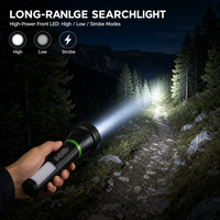 Lampe torche solaire LED rechargeable Type-C, projecteur de recherche, éclairage latéral, lampe stroboscopique rouge et bleue pour voiture, urgence, camping, randonnée