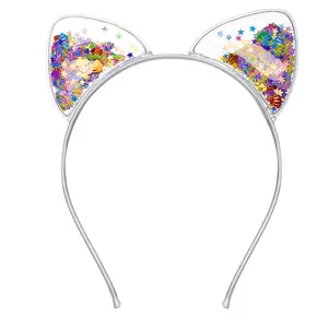 BLING color mixed cheap GLITTER candy CAT EAR KIDS BUNNY HEADBANDS