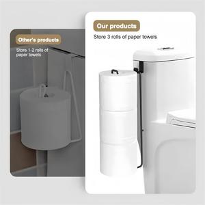 Moderno Portarrollos de Papel de Hierro Forjado Sin Perforaciones, Estante de Almacenamiento para Baño y Cocina, Estante Independiente, Portarrollos de Papel Higiénico Colgante para Uso en Hoteles - Product Image 4