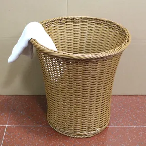 Wholesale Environmental Protection Materials Plastic Rattan Woven Storage Home Linen Laundry Basket