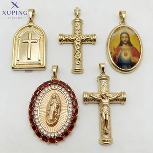 XUPING Gioielli all'ingrosso, ciondolo unisex da <span class=keywords><strong>uomo</strong></span> placcato oro, stile Hip Hop Iced Out, personalizzato con croce di Gesù, alla moda - Product Image 1