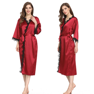 Robe longue de mariée sexy en gros, peignoir de luxe en soie satinée <span class=keywords><strong>et</strong></span> dentelle, robe personnalisée en satin pour mariée, <span class=keywords><strong>spa</strong></span> nuptial - Product Image 2