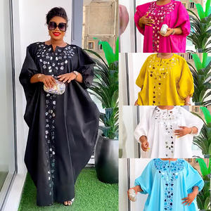 Robe Longue Grande Taille Africaine Brodée et Respirante pour Femmes, Vêtement <span class=keywords><strong>Kanga</strong></span>, Tenue Ankara, Abaya en Polyester, Modèle Court ZY - Product Image 5