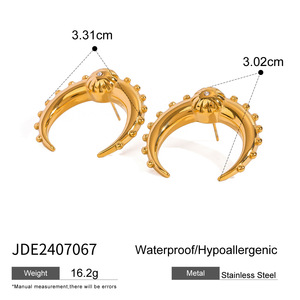 Pendientes Hipoalergénicos En Forma De C Para Mujer, De Acero Inoxidable Chapado En <span class=keywords><strong>Oro</strong></span> De 18 Quilates Y Alta Calidad - Product Image 6