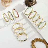 Bracelets Cloisonné en Émail Multicolore Plaqué Or avec Strass Motif Fleur de Prunier Chinois, Charnière à Ressort, Style Vintage Ethnique pour Femme