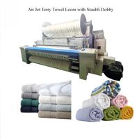 Machine de production de serviettes de bain gaufrées, métier à tisser à jet d'air avec moteur Dobby et roulement, haute productivité
