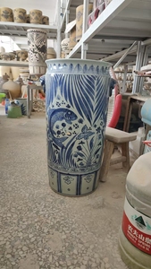 Hiện đại màu xanh và trắng cá thiết kế gốm ô hiển thị đứng kích thước lớn bán lẻ ô chủ - Product Image 2