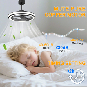 23 Inch Matte Black <b>Ceiling</b> Fan with <b>Light</b> Sleek Modern LED Fan with Soft Glow for Living Room Kitchen - Product Image 3