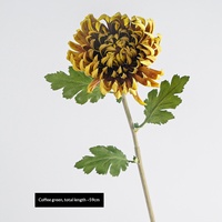 Bunga Chrysanthemum Buatan Tangkai Tunggal PU Foxtail Mum Bola Besar Bunga Wabi Sabi Dekorasi Rumah Vas Lantai Rangkaian Zen