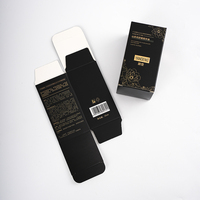 Boîtes pliantes personnalisées pour soins de la peau, noires, avec fermeture à rabat inversé, en papier, avec estampage à chaud