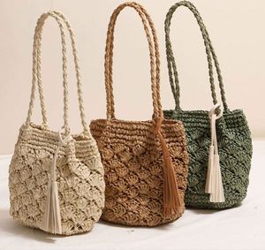 Fashion Summer Paper Straw Crocheted Pineapple Hollow Out Design Women Lady Beach <b>Bag</b> with Tassels - Product Image 1