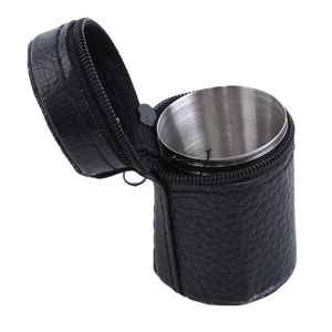 Modern European American Style 30ml Vacuum Stainless Steel Thickened Outdoor Portable Beer Mug PU Leather Cup Sleeve Wholesale - Product Image 4