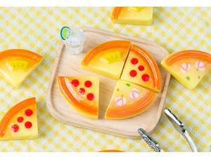 Modèle en résine de <span class=keywords><strong>pizza</strong></span> simulée au jambon et au durian, jouet alimentaire miniature, décor de maison de poupée, accessoires de bricolage, pendentifs - Product Image 6