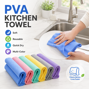 PVA <b>Kitchen</b> Towel Rectangle Non-Woven Fabric Soft Quick-Dry Multi-Color Reusable Cleaning <b>Cloth</b> - Product Image 1