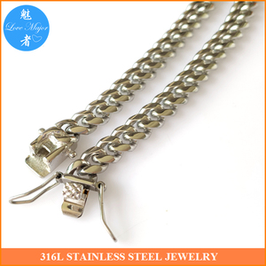Hip Hop Hot Heavy Shine Pulido Tense Cadena cubana Collar <span class=keywords><strong>de</strong></span> acero inoxidable Joyería <span class=keywords><strong>de</strong></span> moda para hombre - Product Image 3