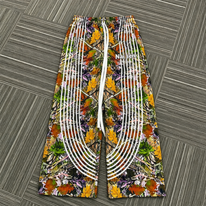 <span class=keywords><strong>Pantalon</strong></span> cargo ample à imprimé floral personnalisé OEM pour <span class=keywords><strong>homme</strong></span>, style streetwear, motif feuille vintage, coupe décontractée, avec logo personnalisé - Product Image 1