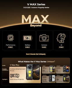 Điện thoại mạnh mẽ DOOGEE V Max Play 5G tích hợp máy chiếu, pin 20500mAh, đèn cắm trại kép, chip Dimensity 7300, RAM 16GB+ROM 512GB, NFC, hệ điều hành Android 15 - Product Image 4