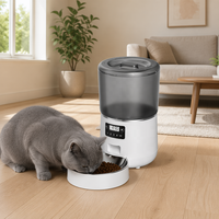 Comedero Automático para Mascotas con Control Remoto, Capacidad de 4L, Ecológico, Doble Alimentación, Acero Inoxidable, Programable, para Animales Pequeños