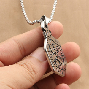 yunnique <b>Titanium</b> Steel Hexagon Pendant Necklace Men's Geometric Pattern Fashion Jewelry Stainless Steel Charm Necklace - Product Image 3