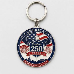 Porte-clés personnalisés en gros, thème 250 ans de l'Amérique, pour la fête de l'Indépendance, souvenirs patriotiques, porte-clés en métal - Product Image 2