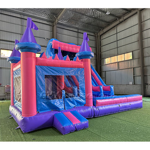 Équipement de location pour fêtes : Château gonflable commercial, structure gonflable électrique avec double toboggan aquatique, <span class=keywords><strong>à</strong></span> <span class=keywords><strong>vendre</strong></span> - Product Image 1