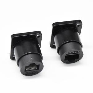 Conector Ethernet de red Cat6 de montaje en Panel con cubierta antipolvo Módulo tipo D Enchufe RJ45 Adaptador de interfaz de extensión de señal hembra - Product Image 3