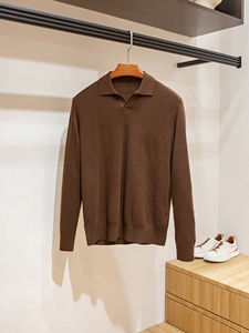 이탈리아 올드머니 스타일 캐시미어 울 혼방 긴팔 베이스 레이어 스웨터 가을 남성 캐주얼 갈매기 칼라 니트 중국산 - Product Image 4