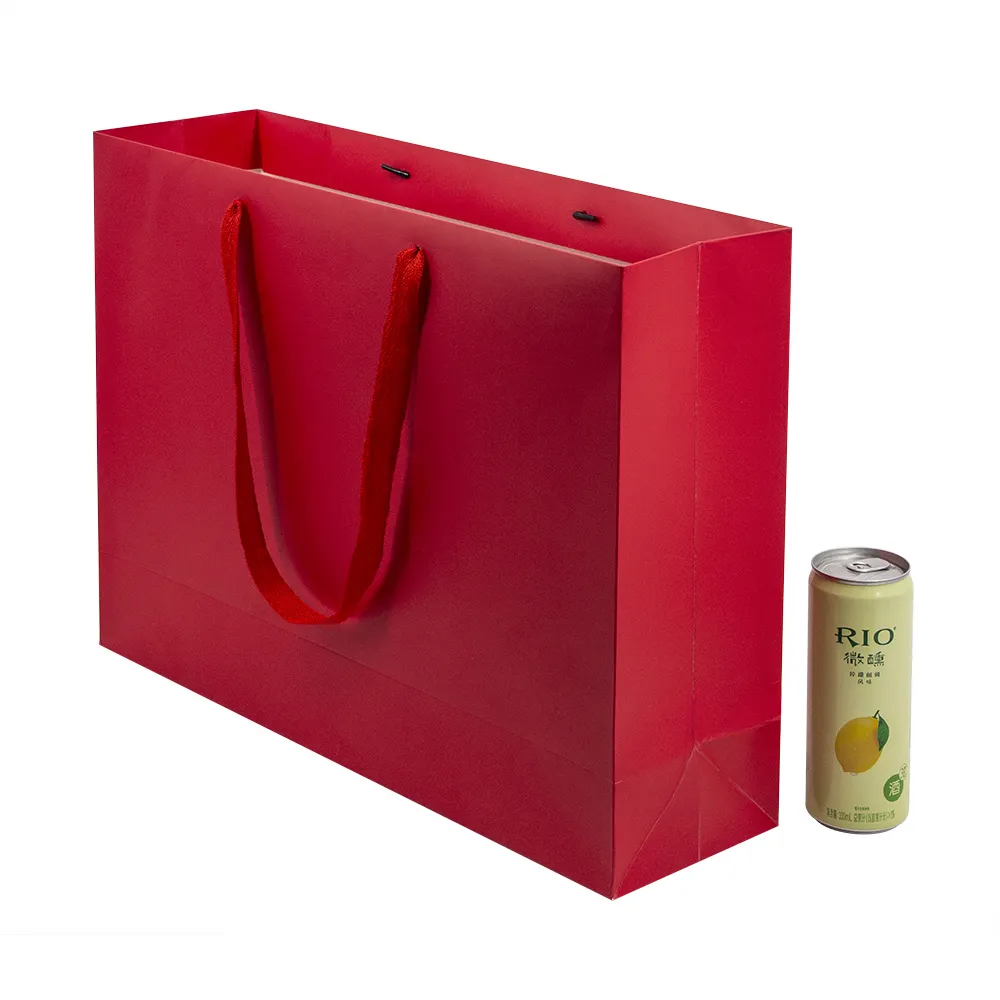 Lipack حقائب ورقية للتغليف حقيبة ورقية حمراء ملونة مع شعار