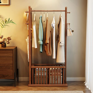 Perchero de madera maciza de 60x40x170cm, moderno y sencillo, con cesta de almacenamiento para dormitorio o entrada. - Product Image 3