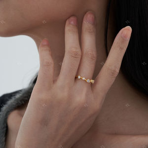 Anillos ajustables abiertos chapados en oro de Zirconia cúbica de Plata de Ley 925 para aniversario, compromiso, boda o fiesta - Product Image 3