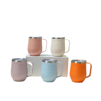Mug isotherme personnalisé en acier inoxydable à double paroi de 12 oz avec poignée et couvercle, tasse en forme d'œuf pour café, vin, voyage