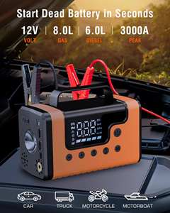 Booster de batterie de voiture tout-en-un 4000A 10000mAh, Power Bank, pompe à air 150PSI, souffleur à vide, outil d'urgence - Product Image 5