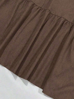 Robe longue maxi marron dos nu pour femme grande taille, à fines bretelles et nouable à l'arrière, style bohème ample pour la plage et les vacances, vente en gros et sur mesure