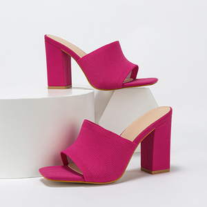 Mules à plateforme double couche pour femme, nouvelle mode 2023, talon épais, en laine tricotée, sandales confortables pour la marche - Product Image 5