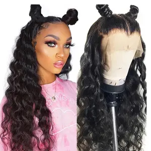 Factory Real Virgin Brazilian Deep Wave 13x4 Human Hair Hd Lace Frontal Wig Wholesale Swiss Lace Front Wigs For Black Women