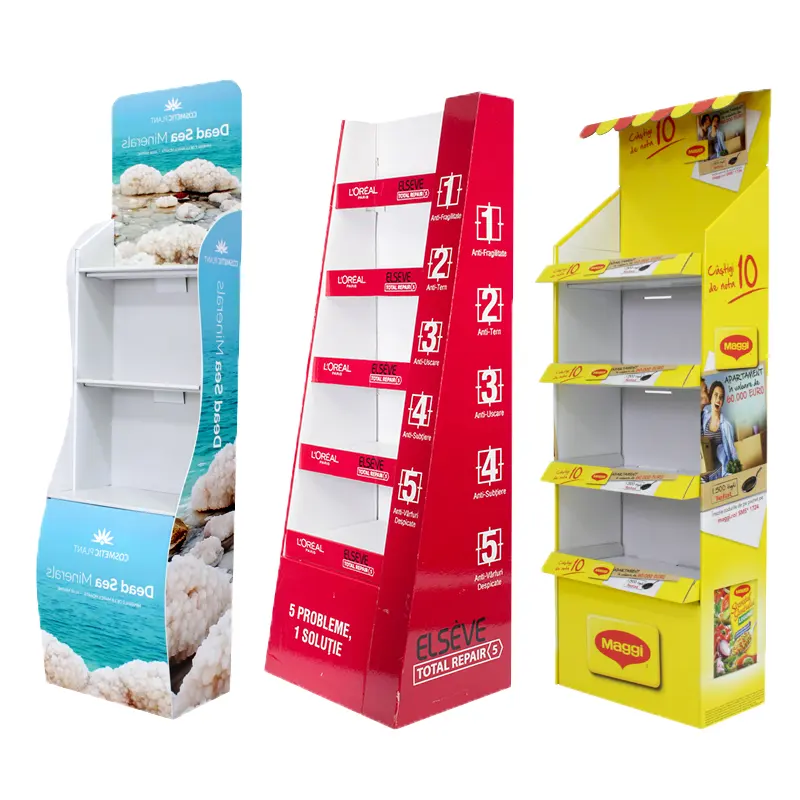 Supermercado Papelão Publicidade Promocional Floor Display Stand Prateleira Folding Display Pos Papelão Produto Display Unit Stand