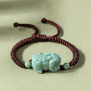 Pulsera de Jade Ajustable con Pixiu de Jadeíta Natural, Tejido de Alta Calidad, para Hombre y Mujer, Venta al por Mayor SL22 - Product Image 2