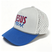 Casquette de camionneur personnalisée brodée de haute qualité, perforations découpées au laser, imperméable, 5 panneaux, casquette perforée à fermeture rapide